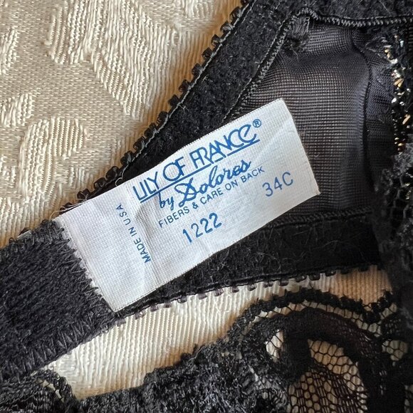 Vintage Lily of France NWT Demi Lace Bra in Metallic Silver and Black Lace - Picture 15 of 15
